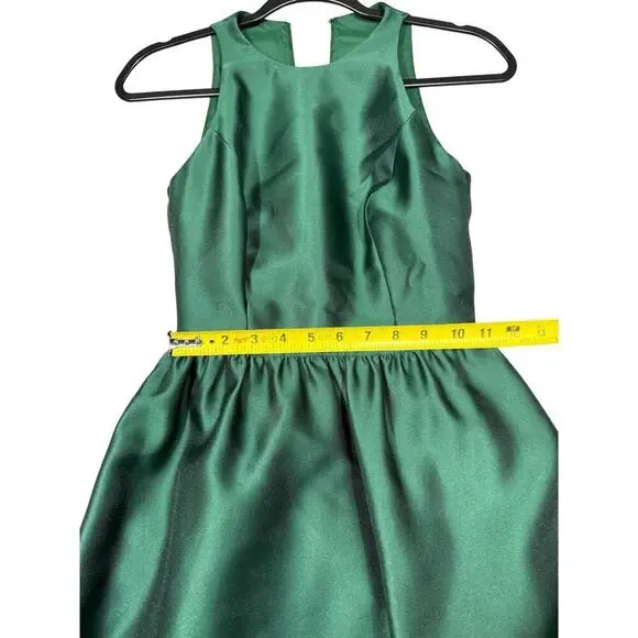Alfred Sung Emerald Green Satin Gown Dress XS (No Size Tag) - Picture 4 of 6